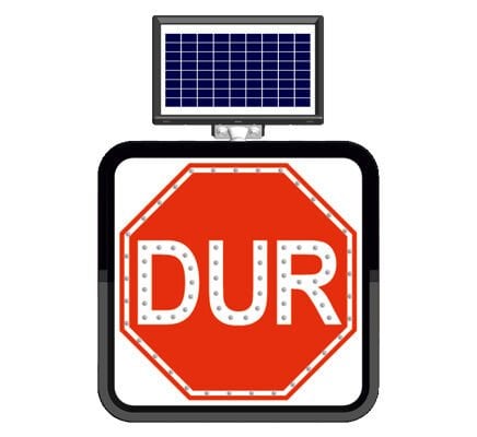 Dur Levhası Işıklı Güneş Enerjili Ledli Solar Trafik Levhası Tabelası İşareti