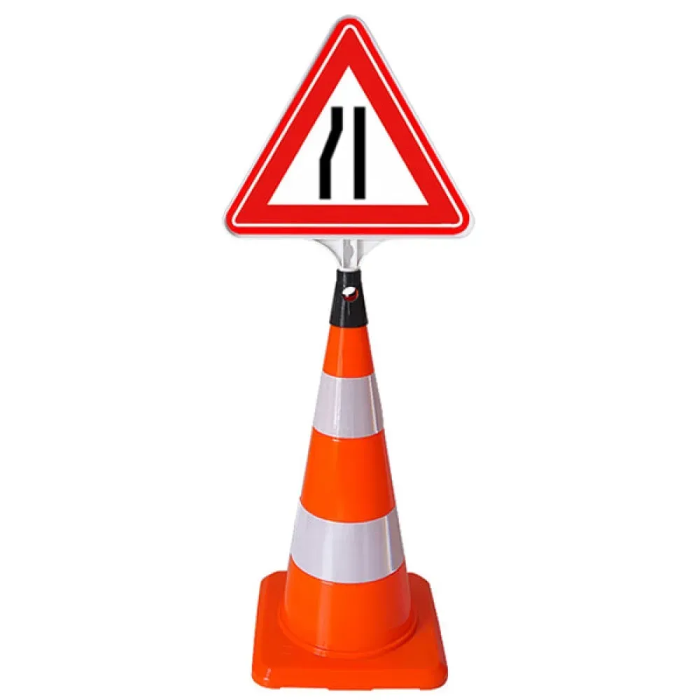 Soldan Daralan Yol Plastik Üçgen Trafik Levhası Tabelası İşareti Fiyatı (Tek Taraflı)