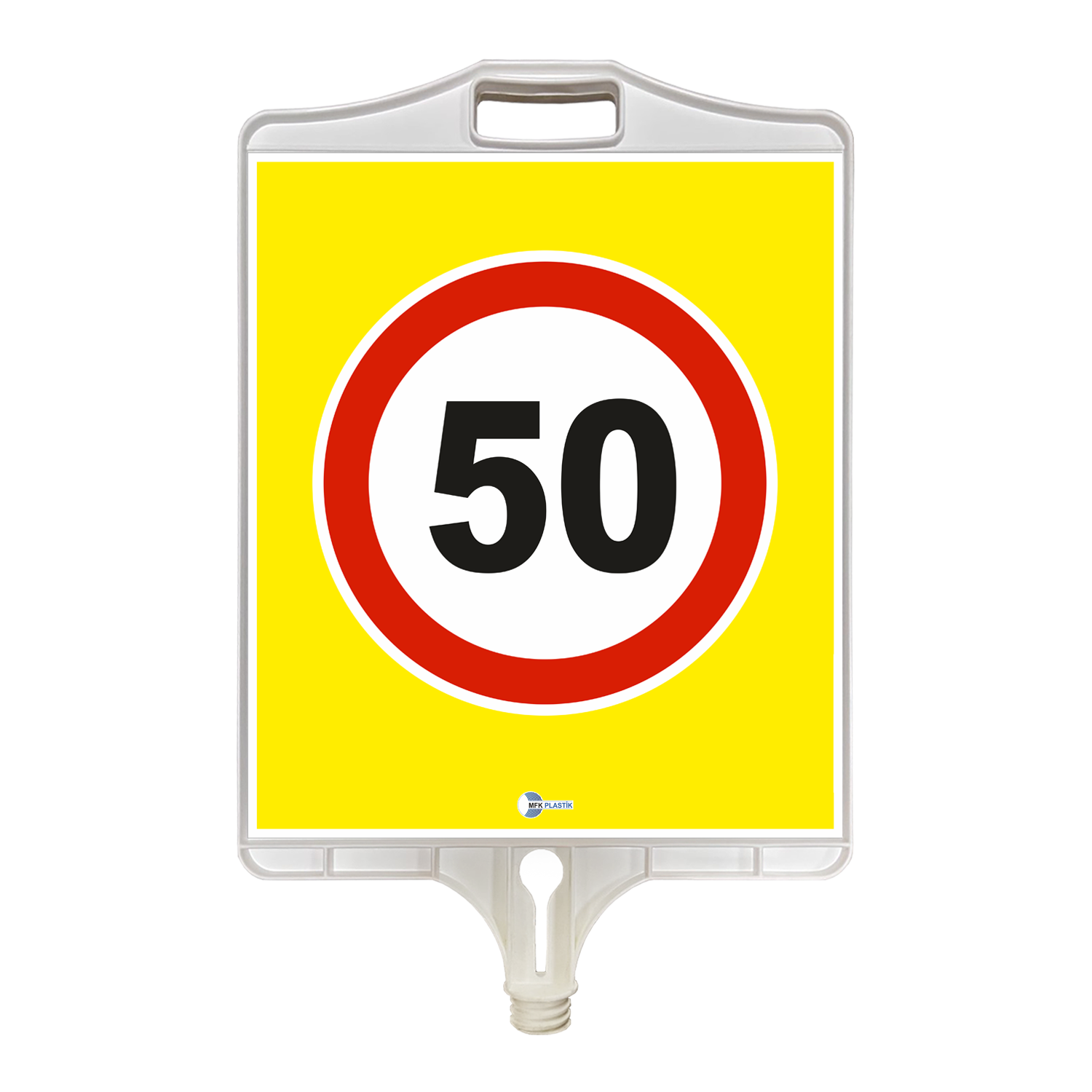 Azami Hız Sınırlaması Levhası 50 km Dikdörtgen Plastik Trafik Levhası (Tek Taraflı)