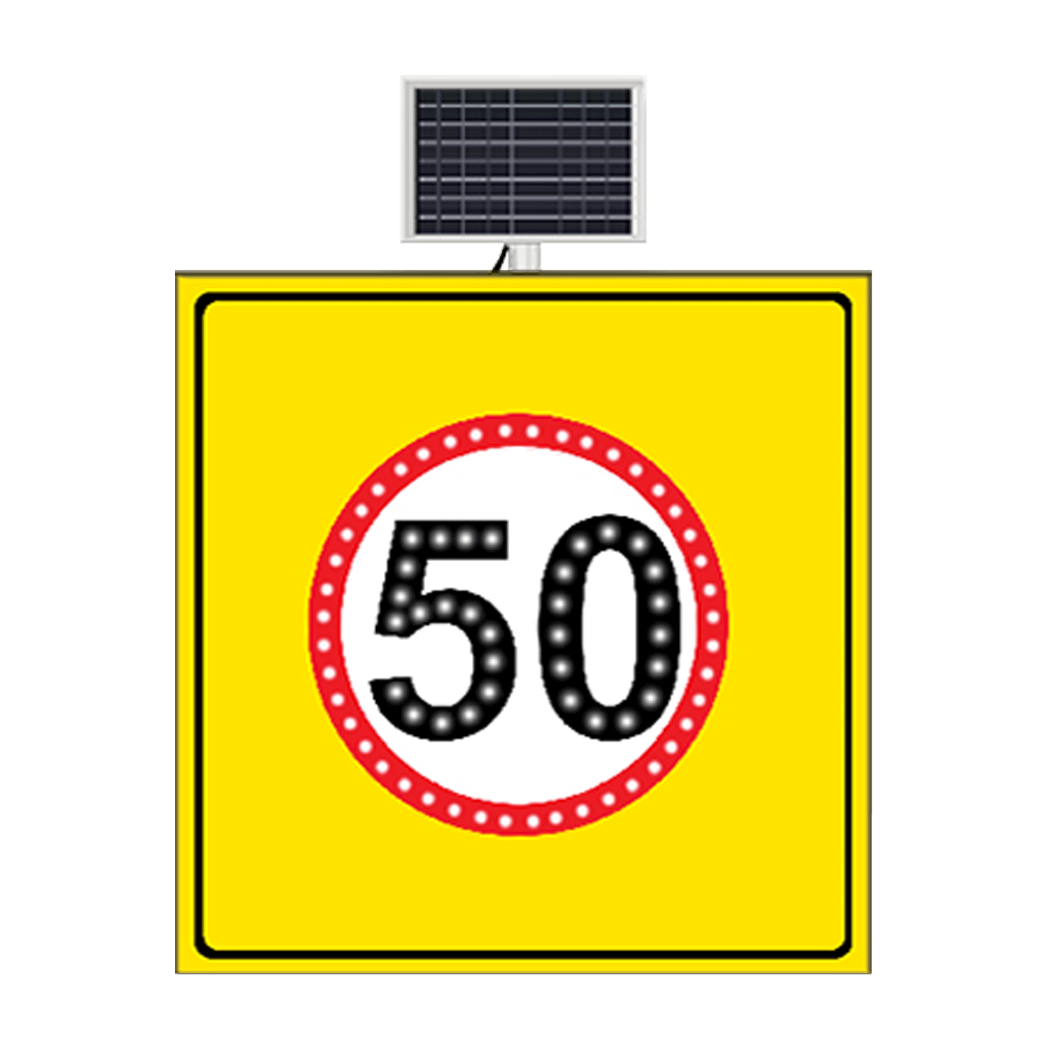 Hız Sınırı 50 Tabelası Güneş Enerjili Ledli Yol Bakım Uyarı Trafik Levhası