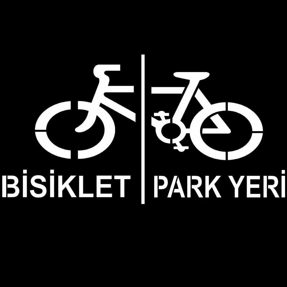 Bisiklet Boyama Şablonu Otopark Boya Şablonu Bisiklet Park Yeri Sembolü 60x60 cm / 100x100 cm
