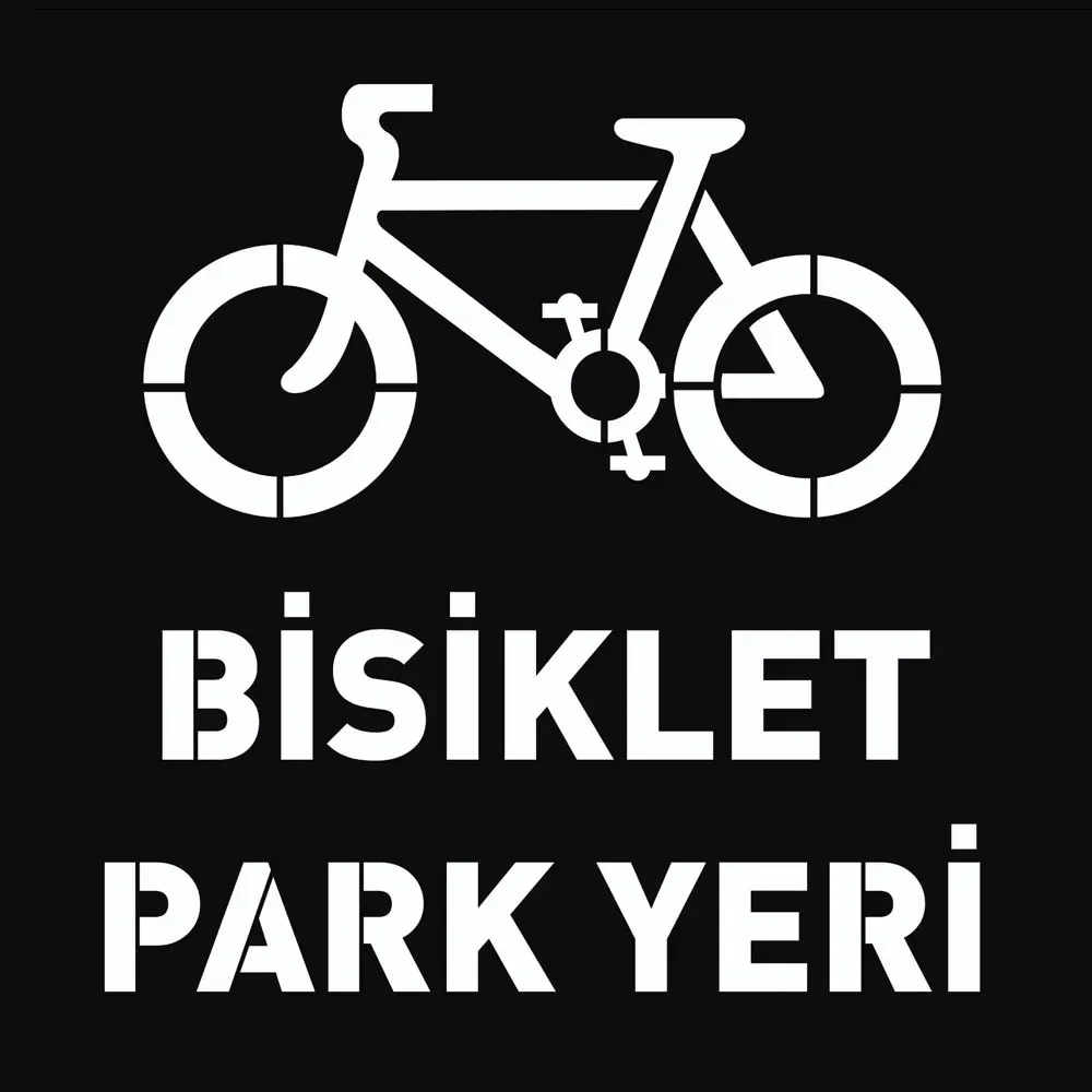 Bisiklet Park Yeri Şablonu Otopark Boya Şablonu Bisiklet Sembolü İşareti 60x60 cm / 100x100 cm